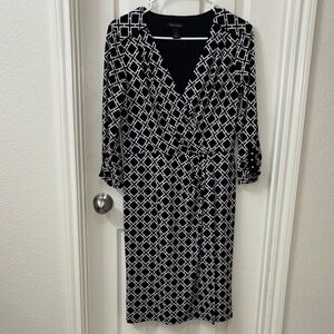 White House Black Market Black and White Patterned Dress